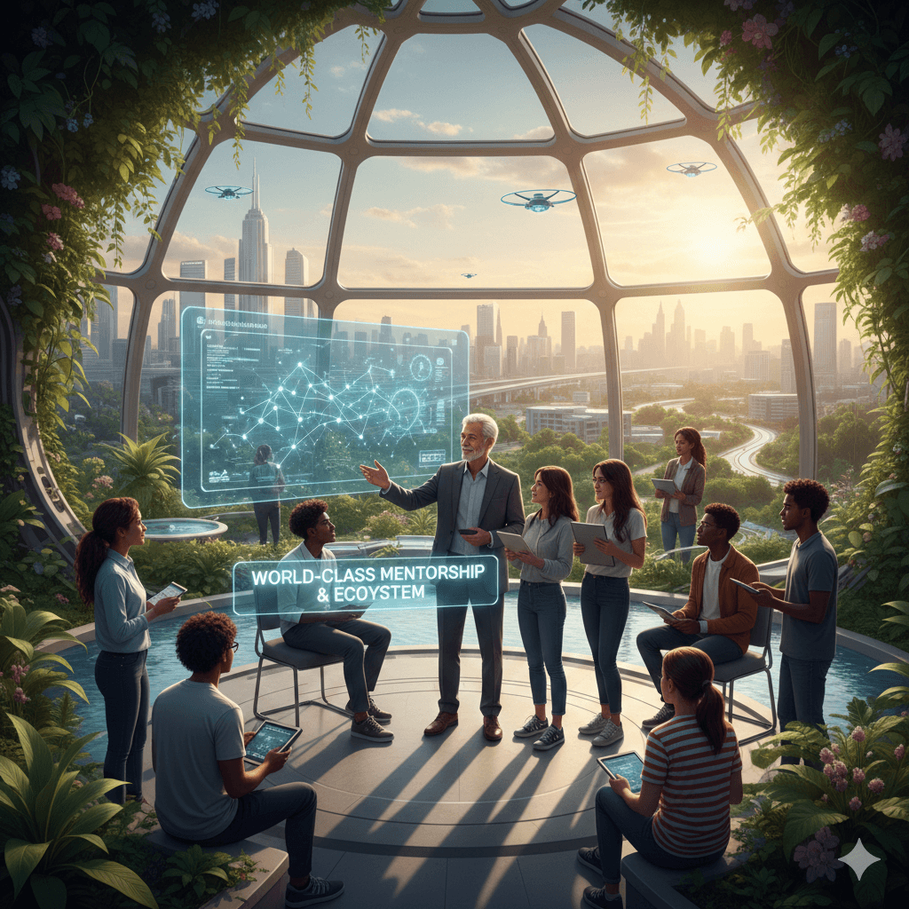 A man in a white lab coat working at a computer, viewing a 3D model on the screen in a laboratory or office setting.