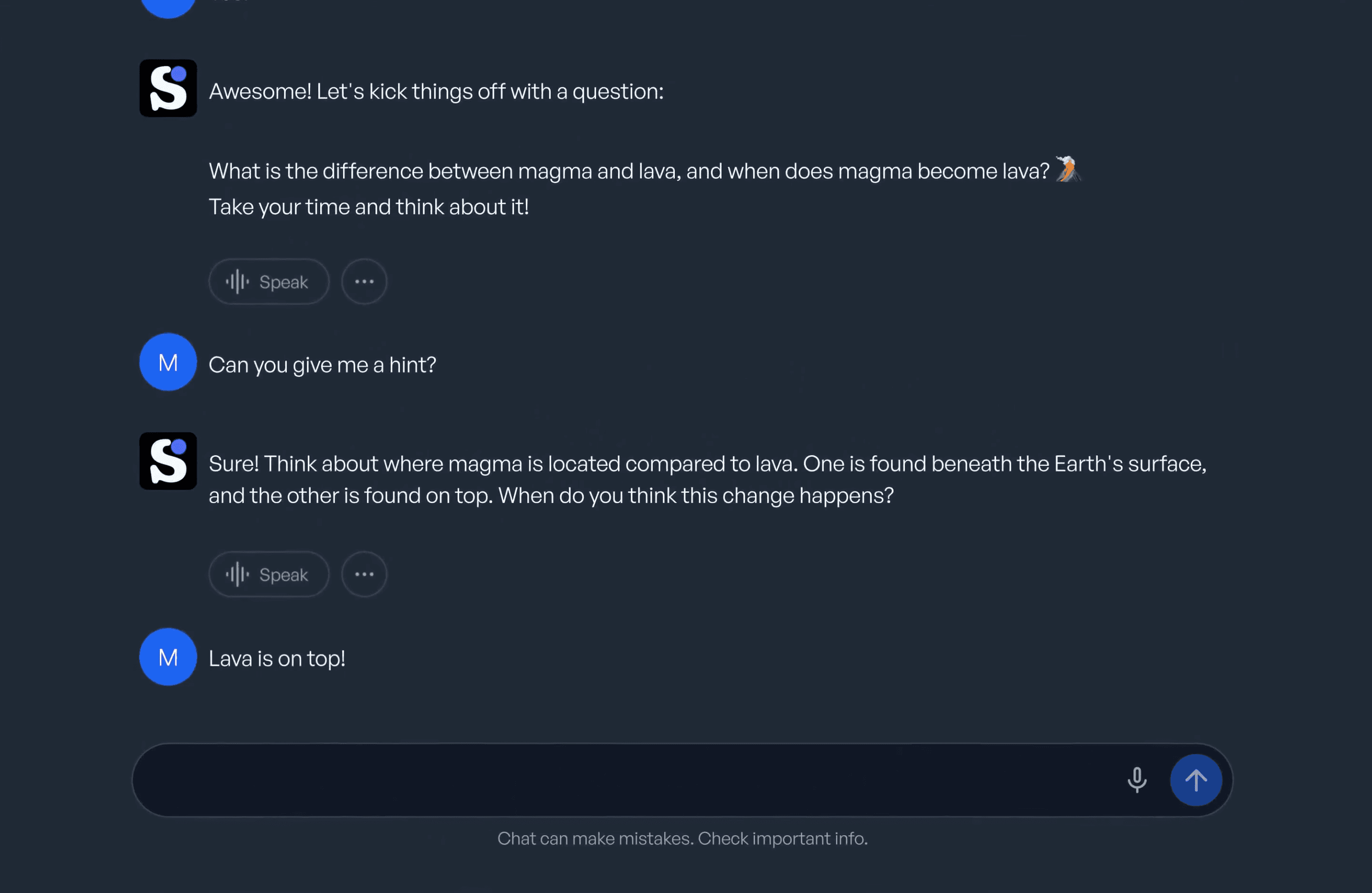 A student learns about volcanoes in an AI Space