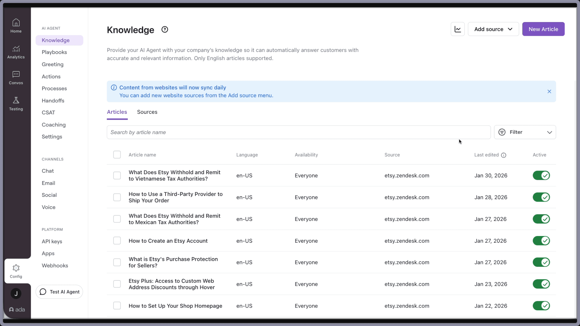 Ada cx Dashboard