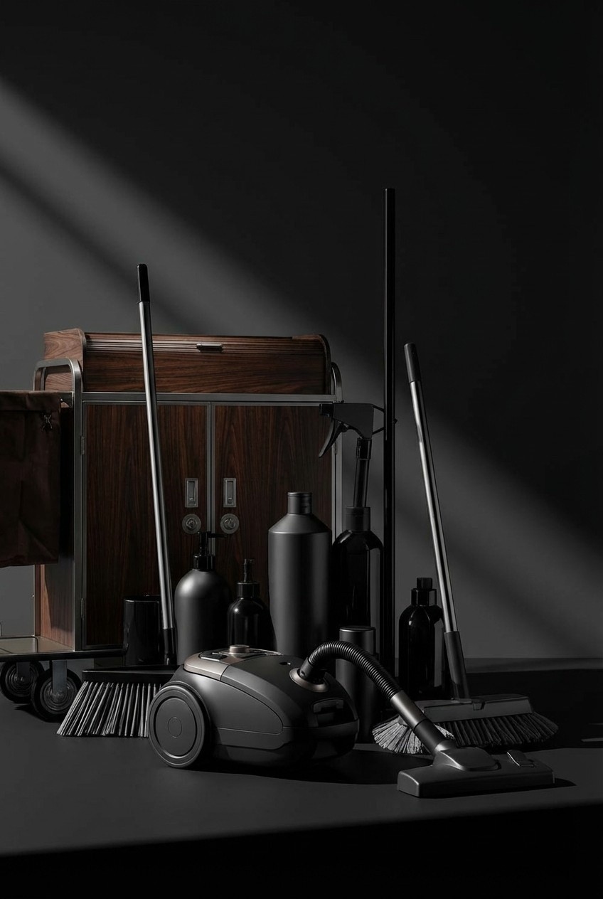 A modern hallway features vibrant teal and orange geometric and leaf patterns, with glossy tiled floors, a large rectangular light fixture, and a small shelf holding a potted plant, all leading to a large, frosted window at the end.