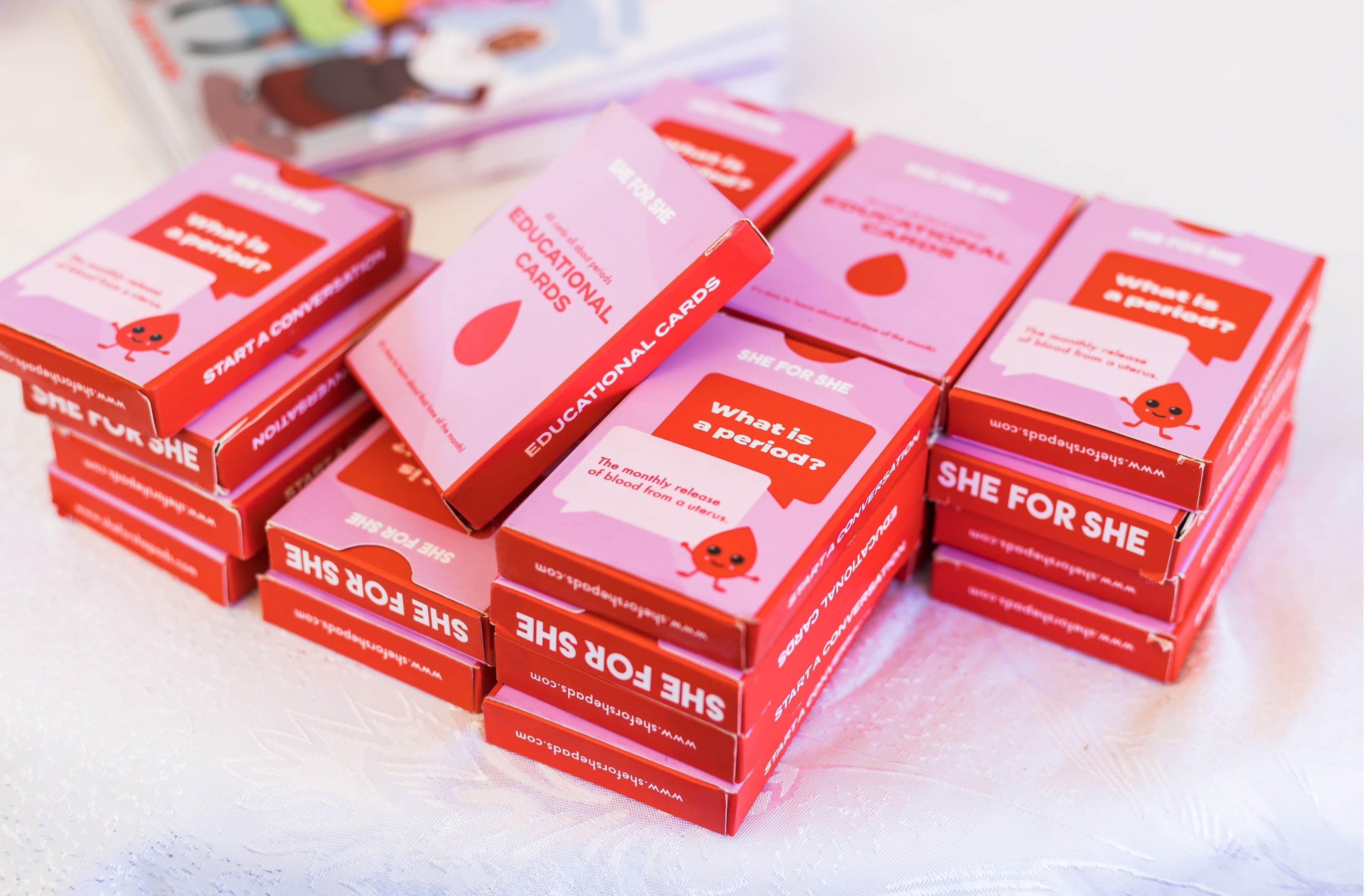 Educational cards about menstruation created by SHE FOR SHE.
