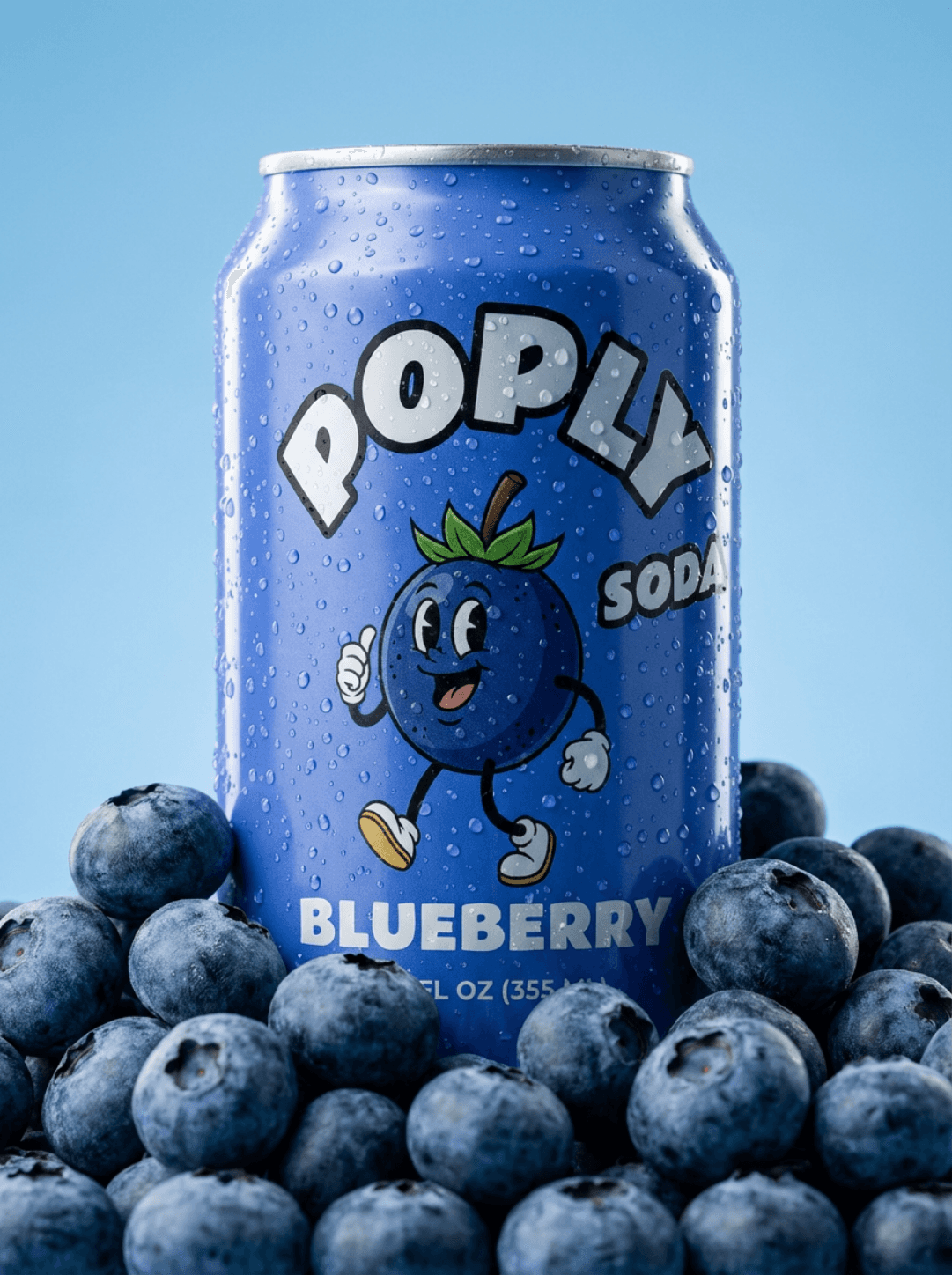 A bottle of blueberries sitting on top of berry berries.