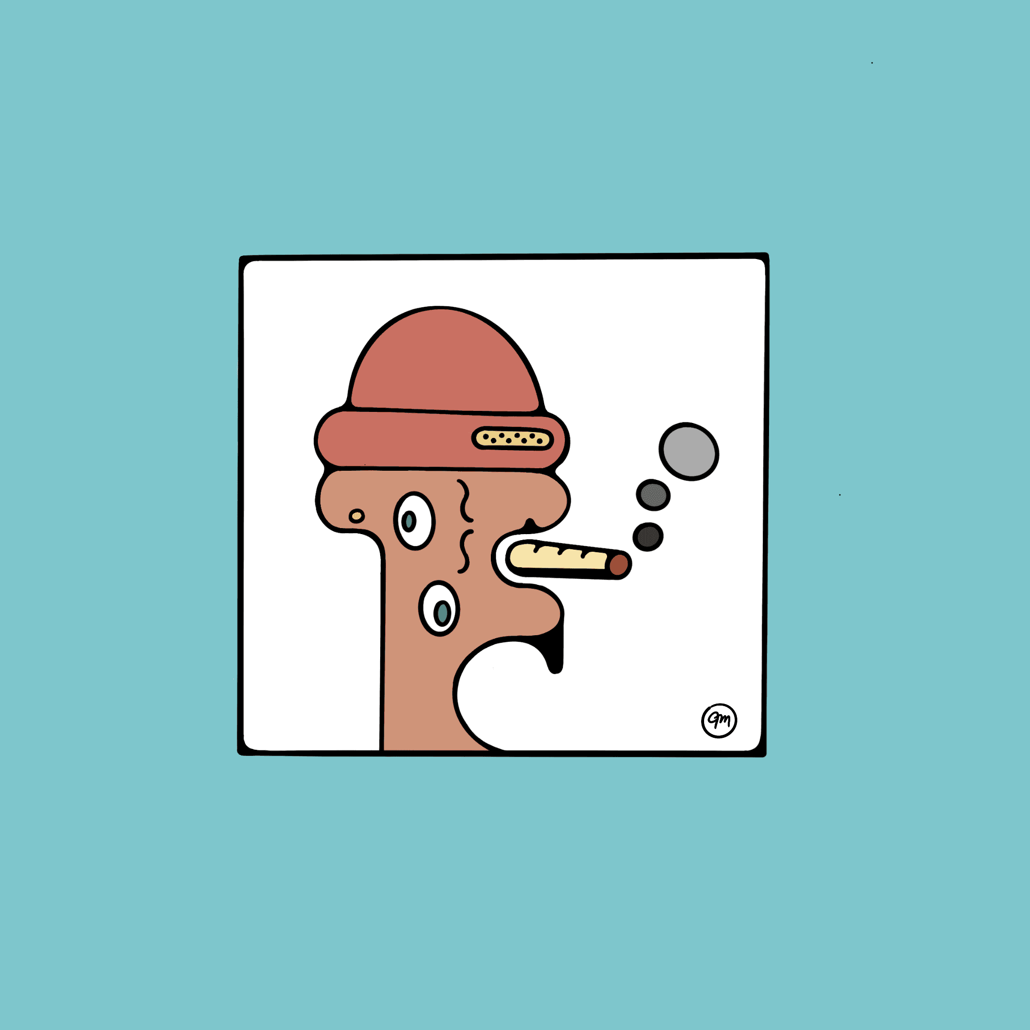 Doodle of a figure smoking a marijuana cigarette.