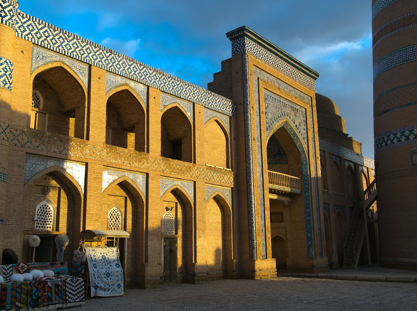 Traditional Silk Road architecture with carved arches