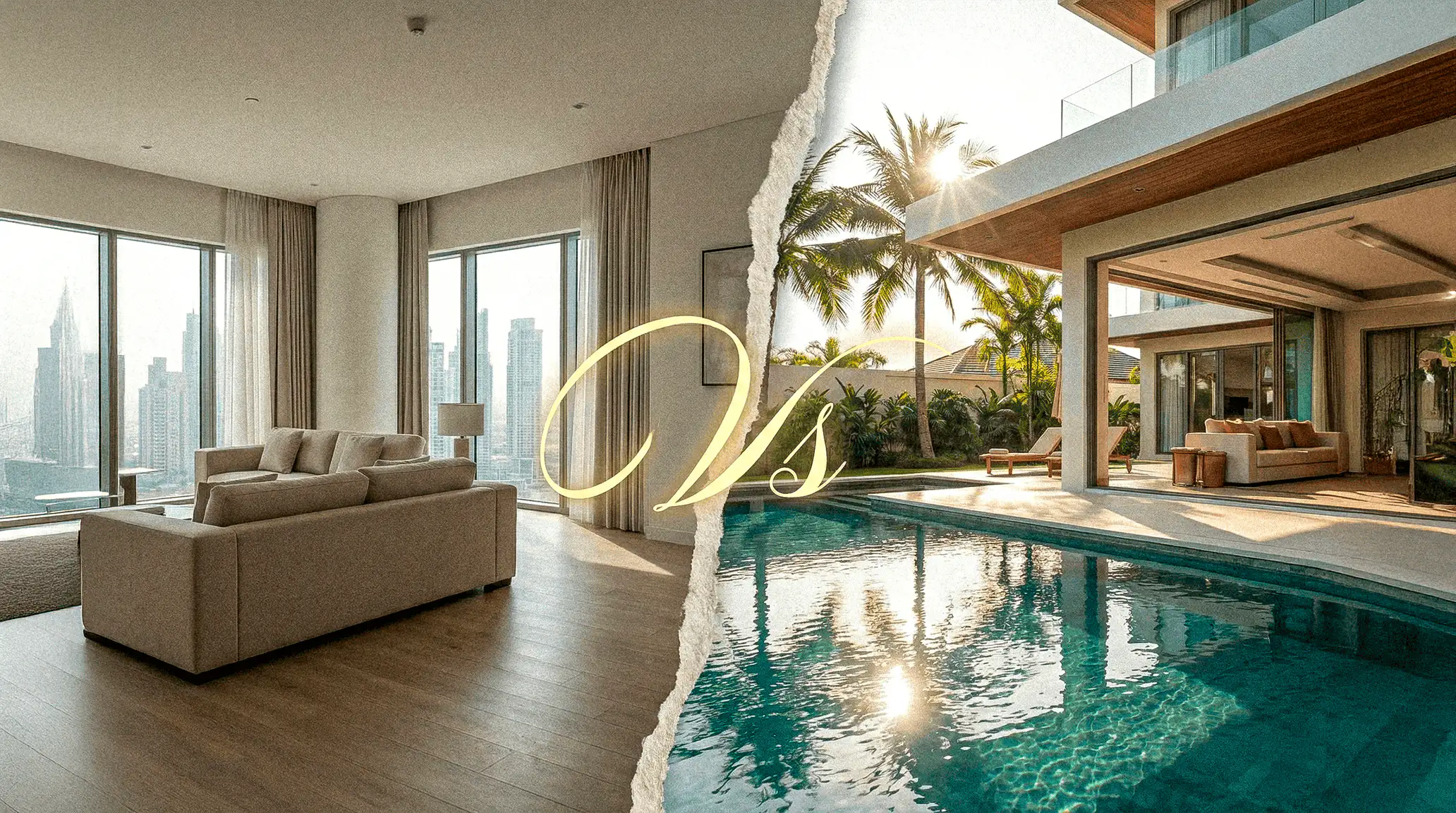 Comparación visual entre la renta de un apartamento urbano y la renta de una casa vacacional