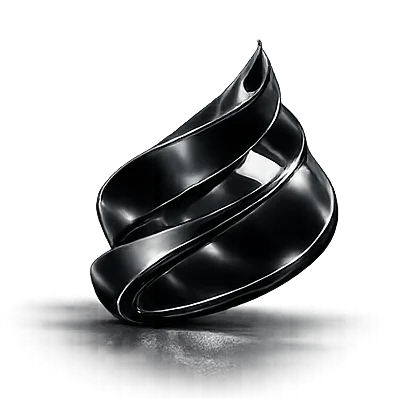 Abstract sculpture, black metal ribbons, modern art