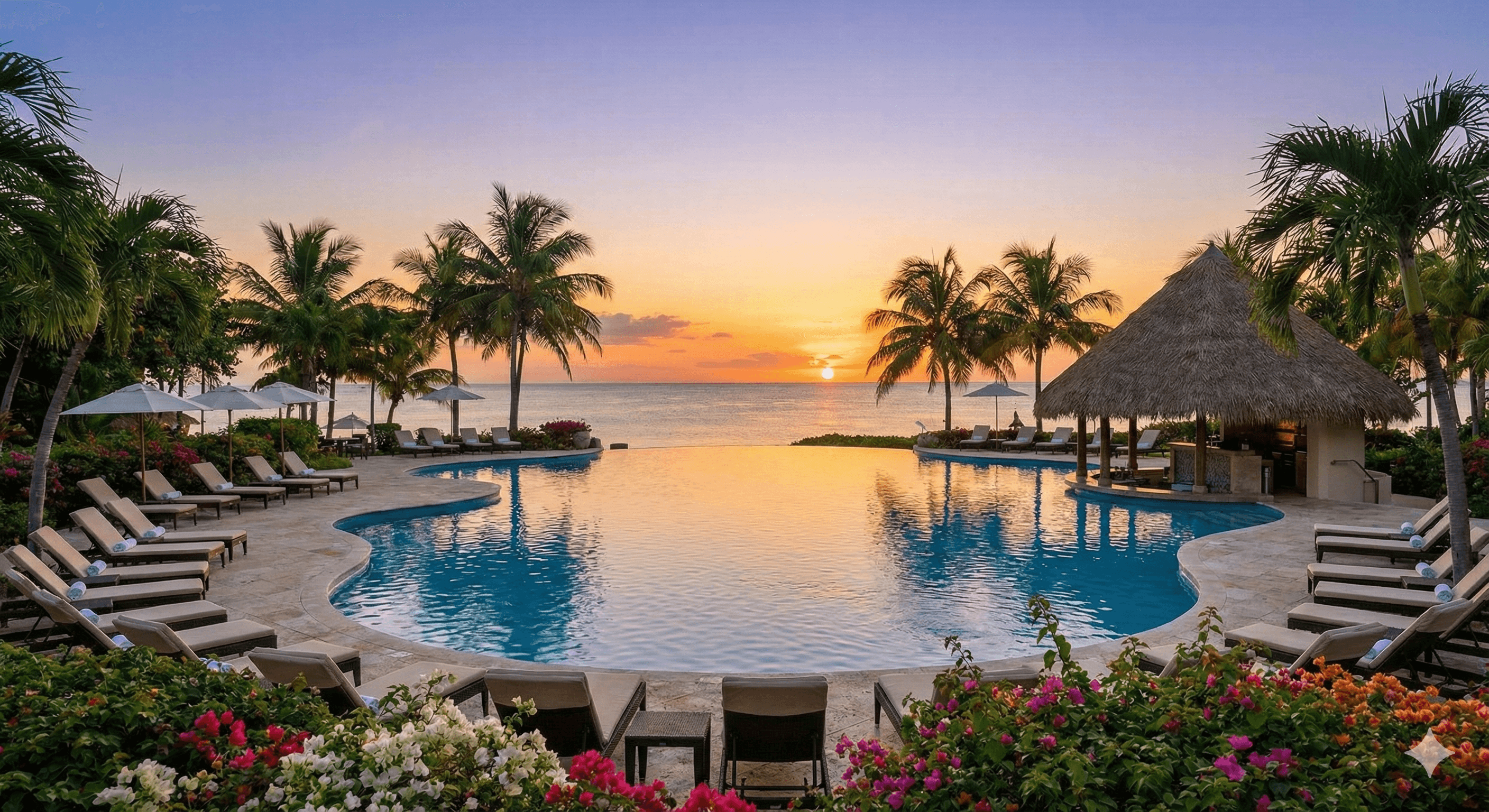 Luxury swimming pool amenity with sunset view at Golf Course Extension Road property