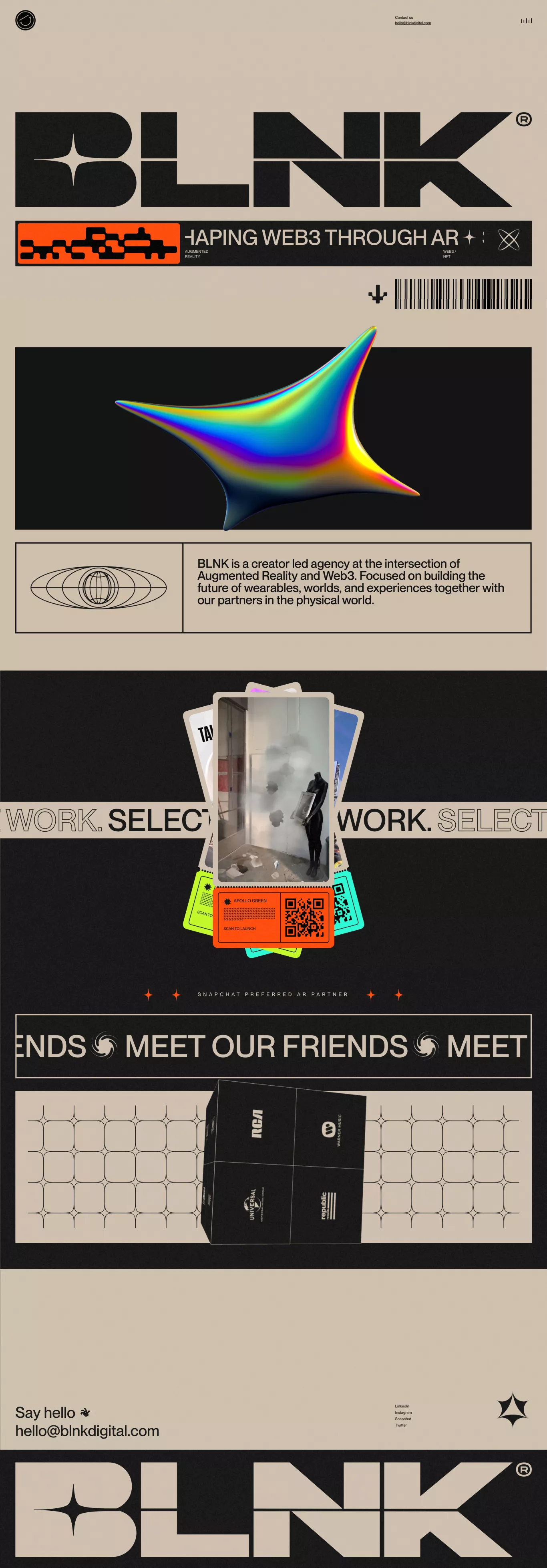 BLNK portfolio page screenshot showcasing Design and Tech design
