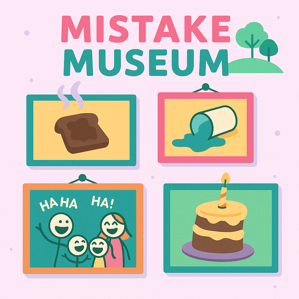 An illustration of all the family mistakes in the 'mistake museum'