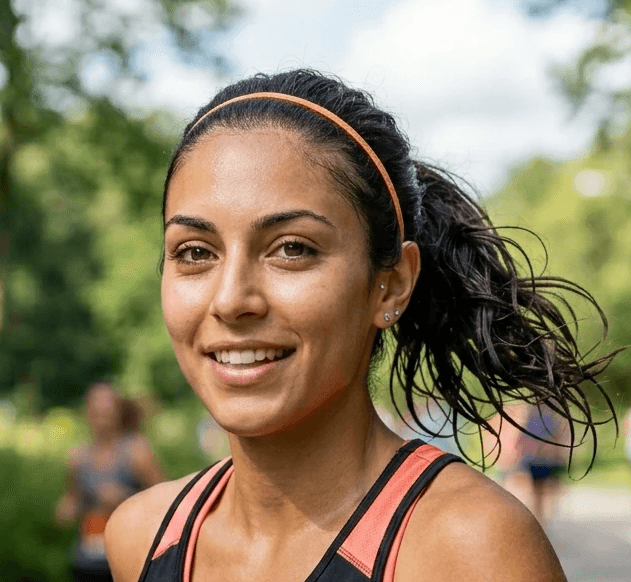 Happy marathon runner after race