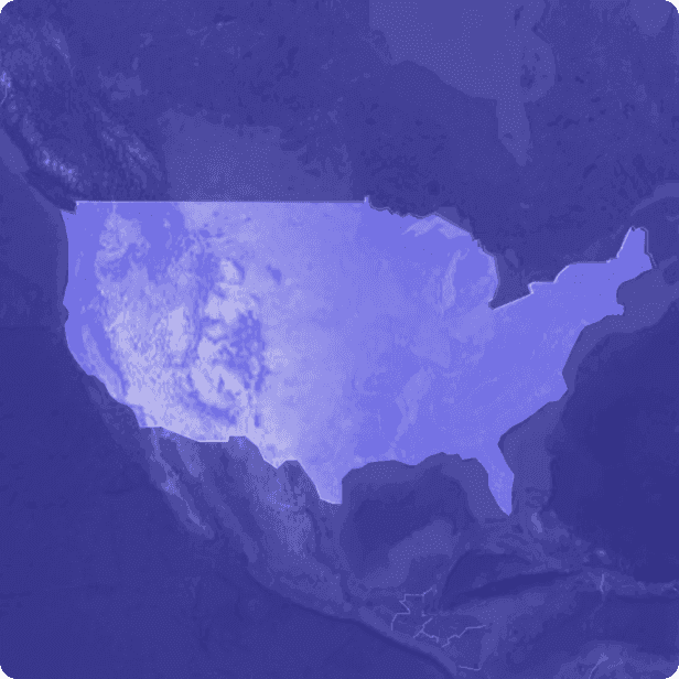 Blue map of United States