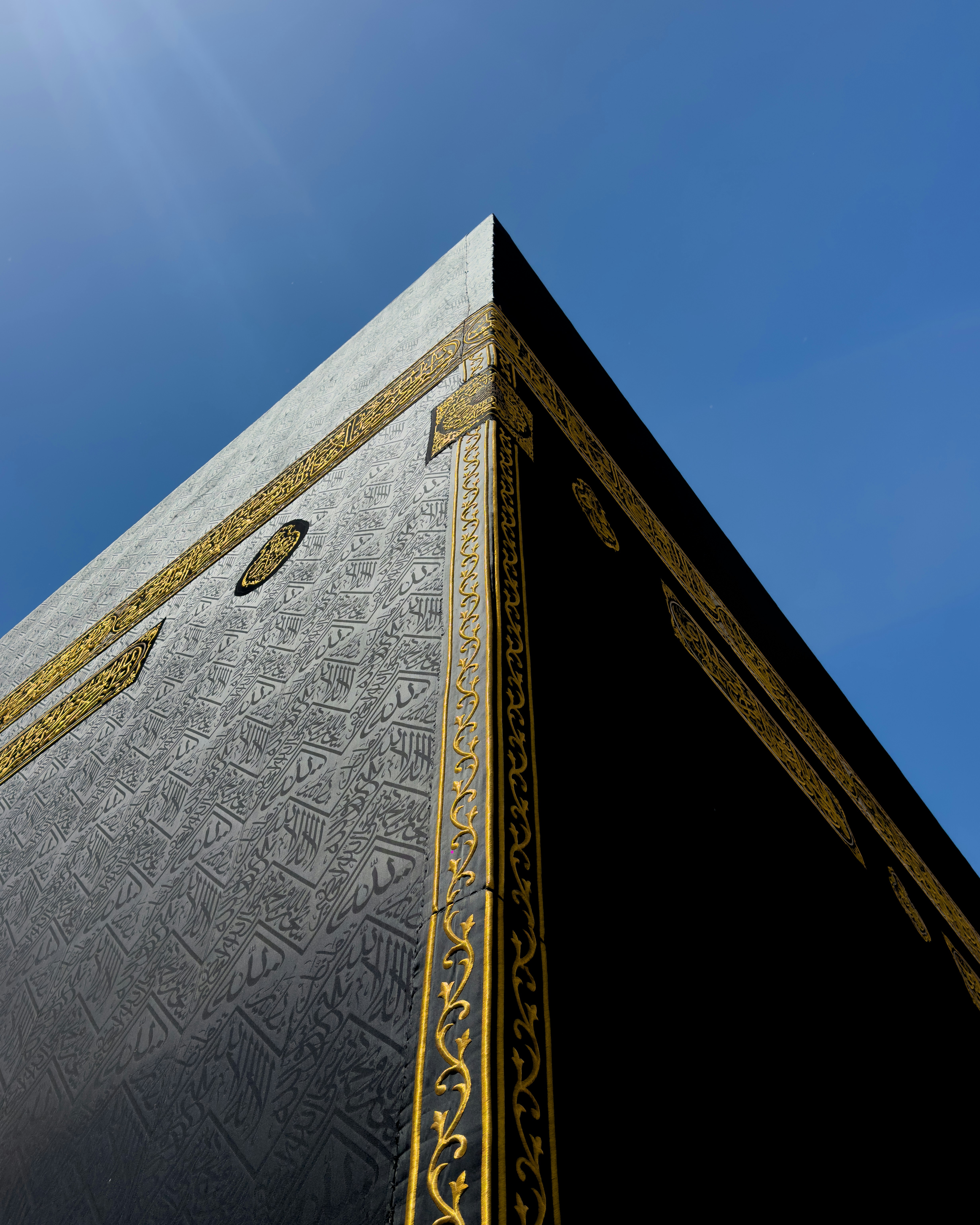 Landscape with a vineyard in rows leading to a building with a tower, rolling hills in the distance.