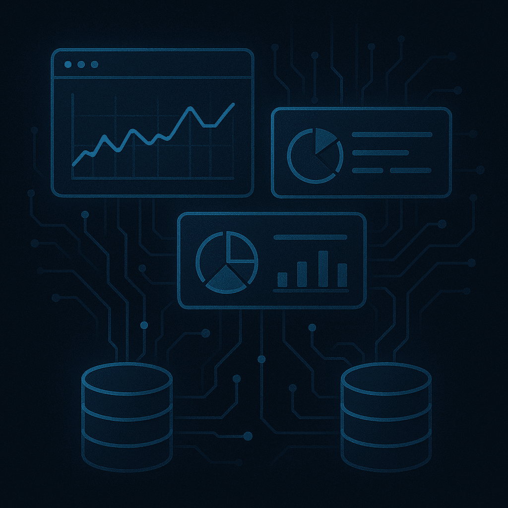 Painel de controlo digital a representar gestão de stock automatizada com Supabase e n8n