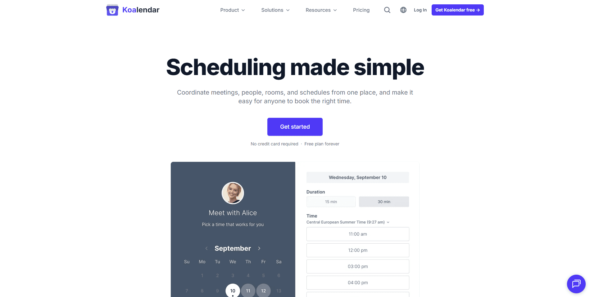 Koalendar homepage