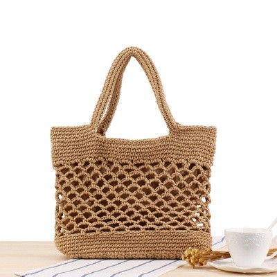 Handcrafted macrame tote bag with open weave cotton design