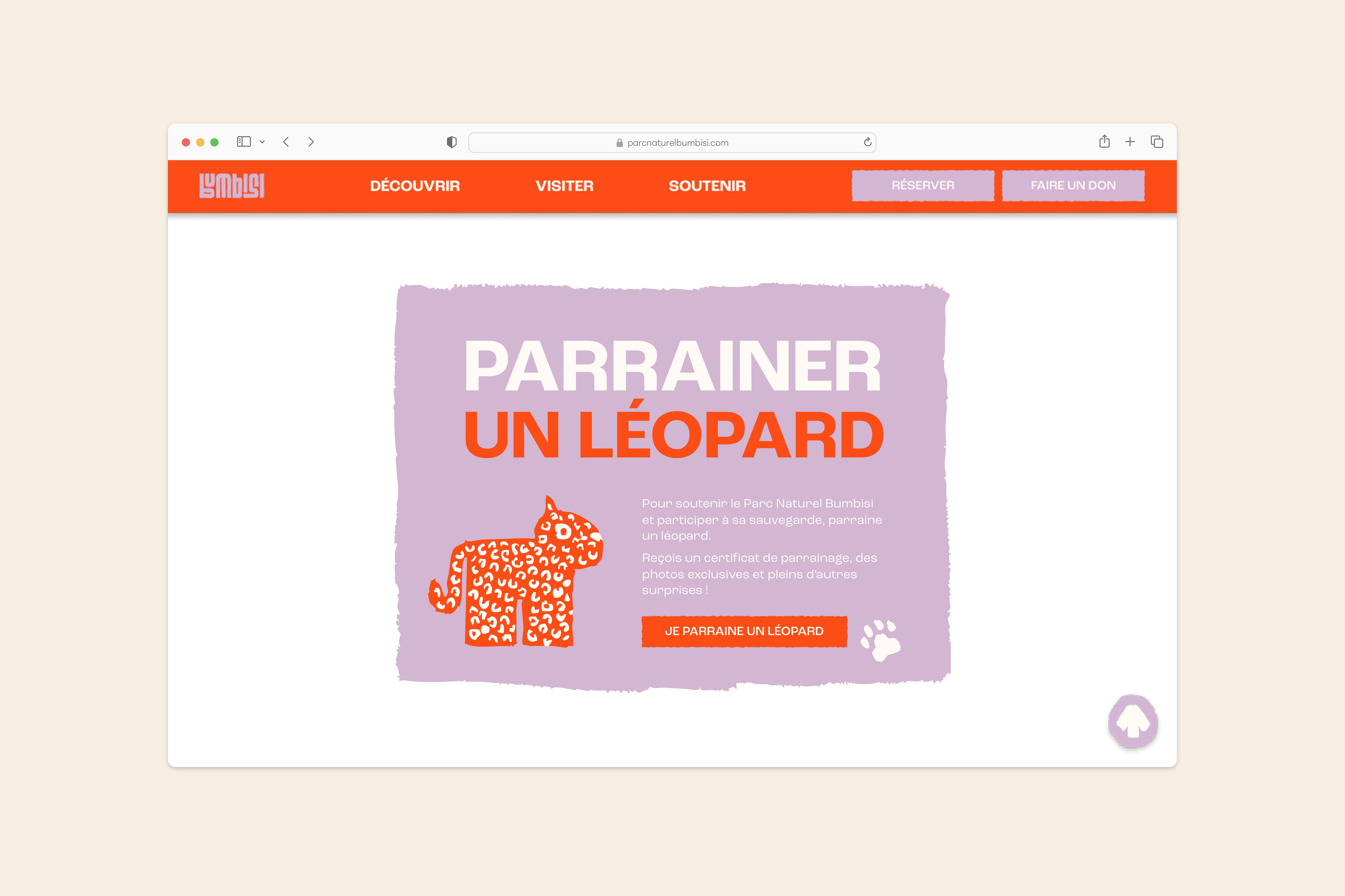 Page sur léopard sur le site