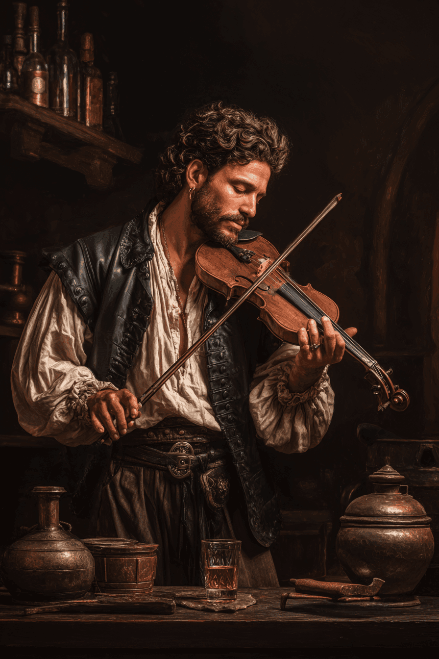 A person with curly hair sits at a desk, working on a laptop in a cozy, well-lit environment.