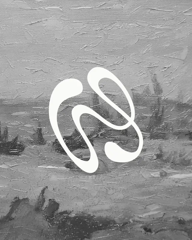 Gaia icon  — fluid organic vector icon beside on a painted seascape immersive world background