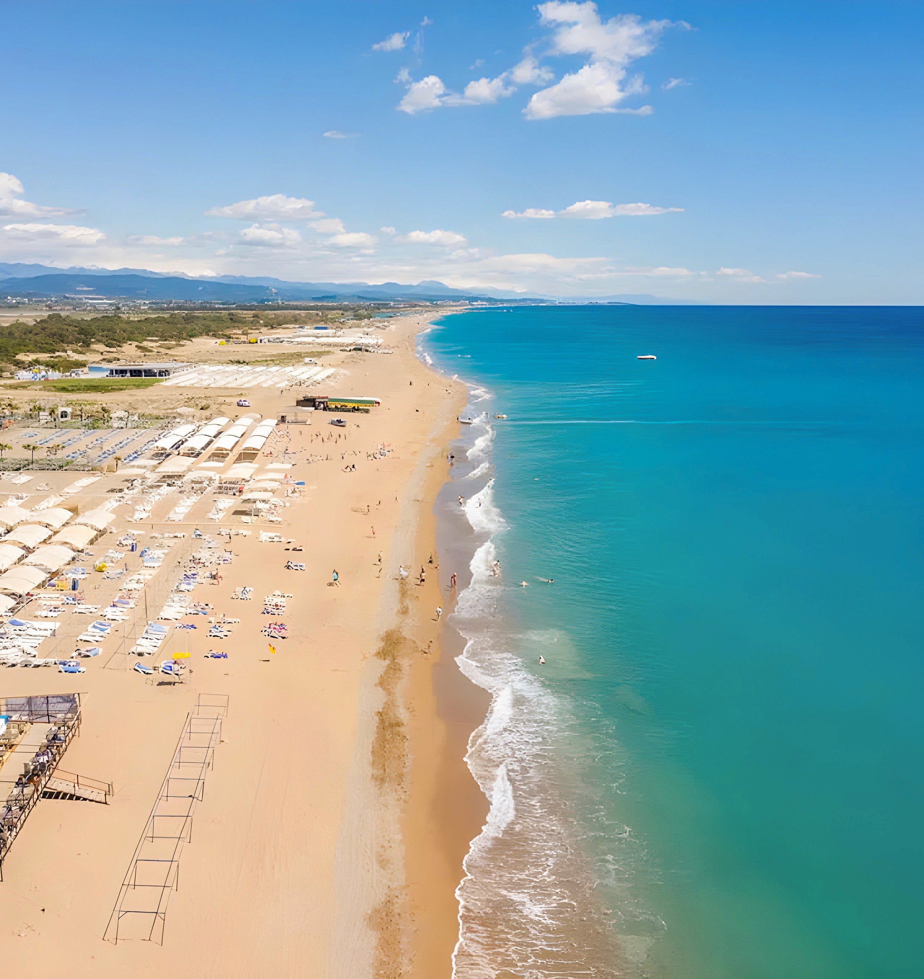 Side beach with turquoise Mediterranean sea in Antalya Turkey