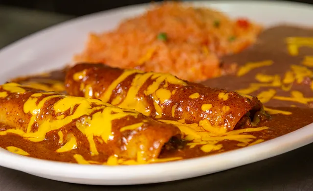 Rafa’s Cafe cheese enchiladas with Mexican rice