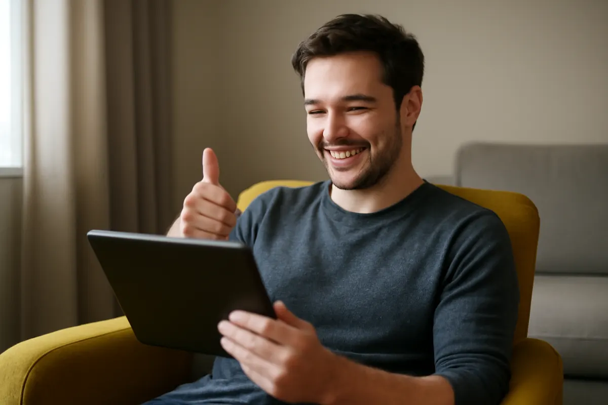 Considerações Finais sobre a Compra do Game Pass Ultimate. Pessoa relaxada comemorando uma compra bem-sucedida.