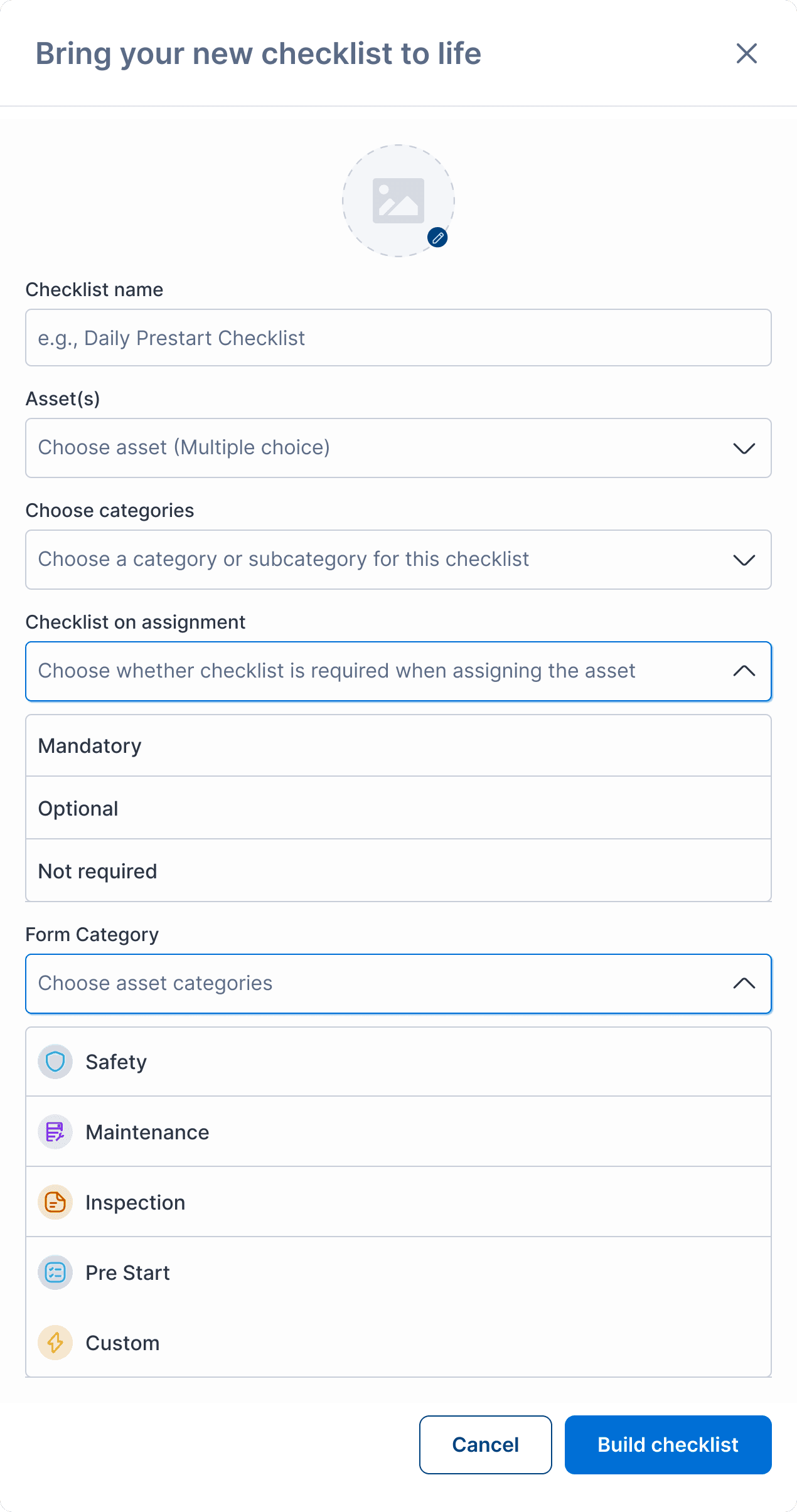 Checklist feature