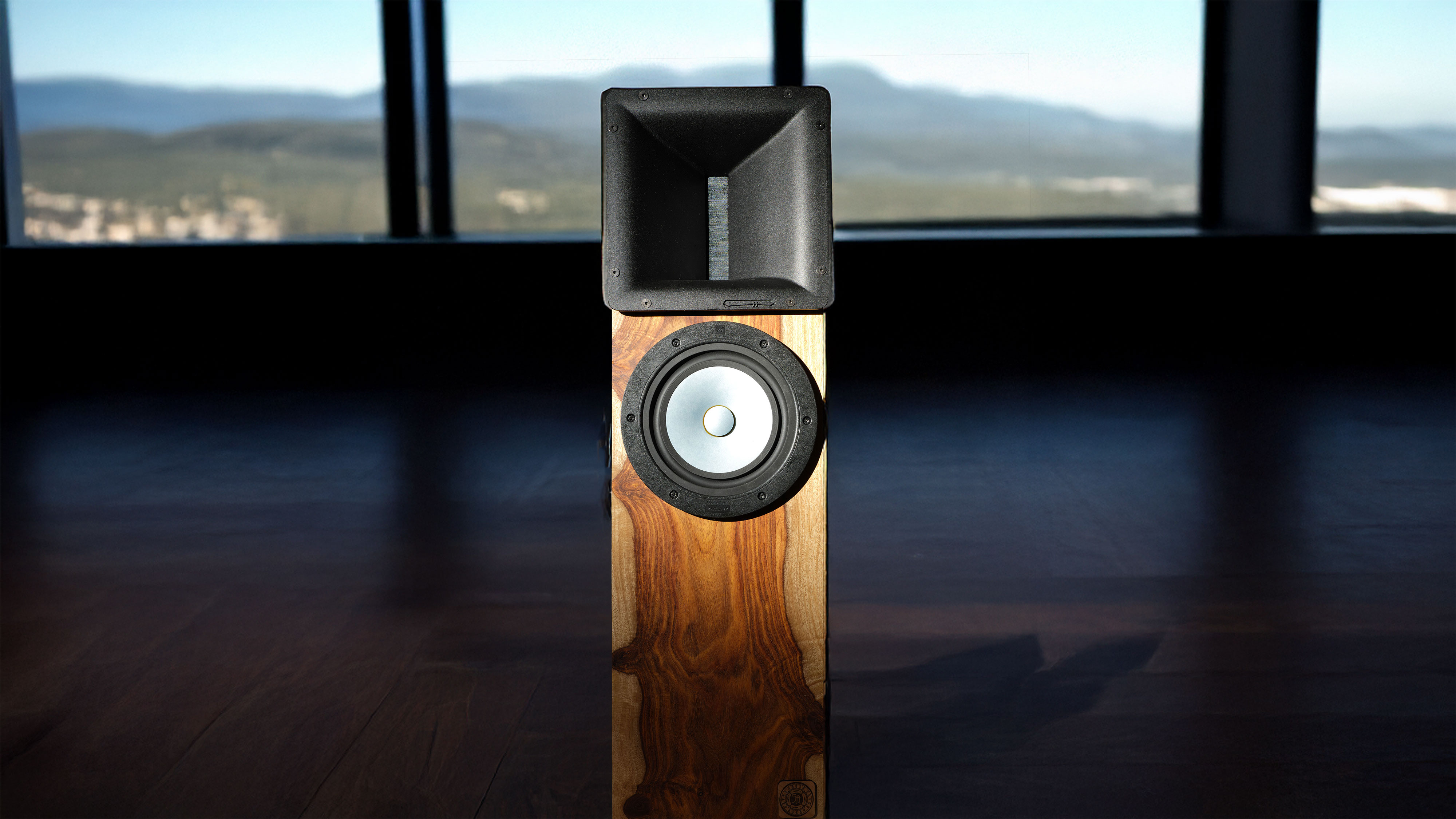 Crane single-driver speaker with skyline background