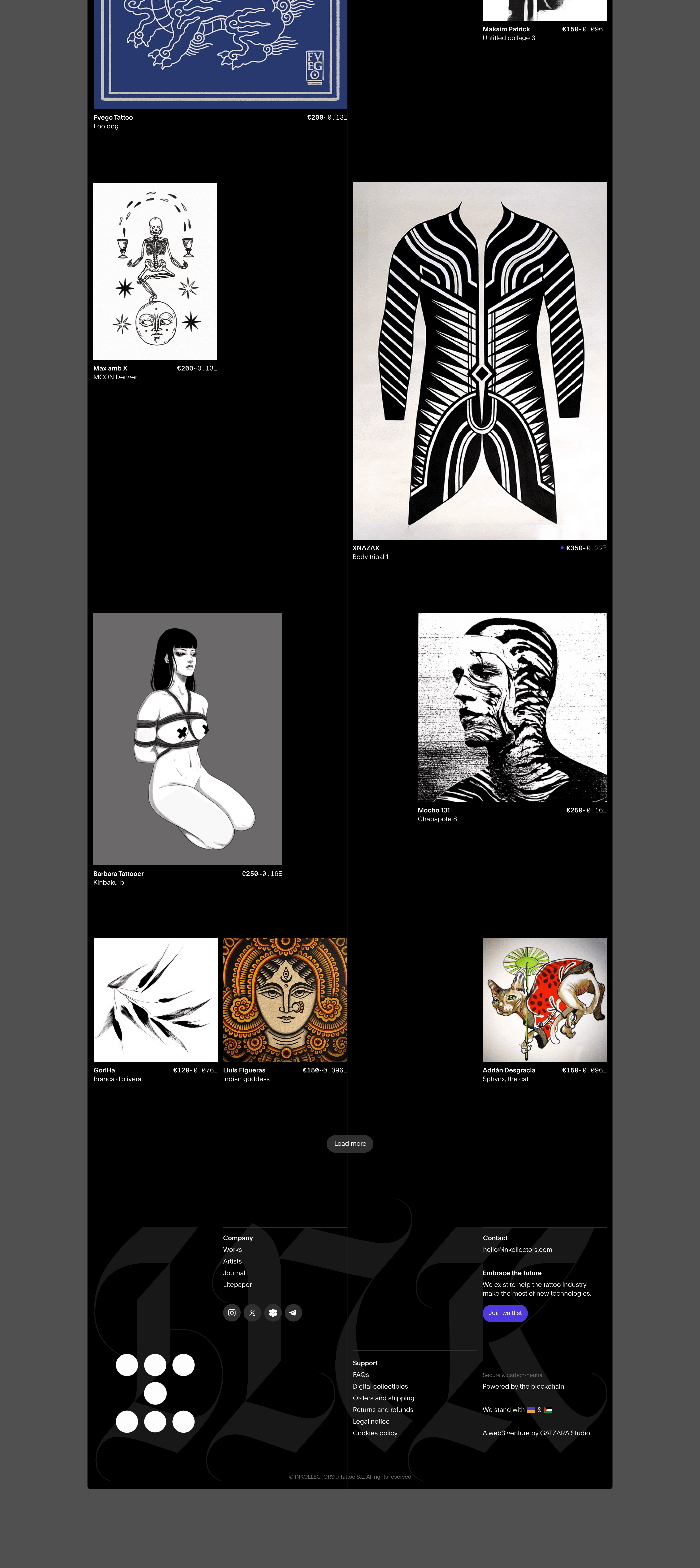 Tattoo art NFT marketplace.