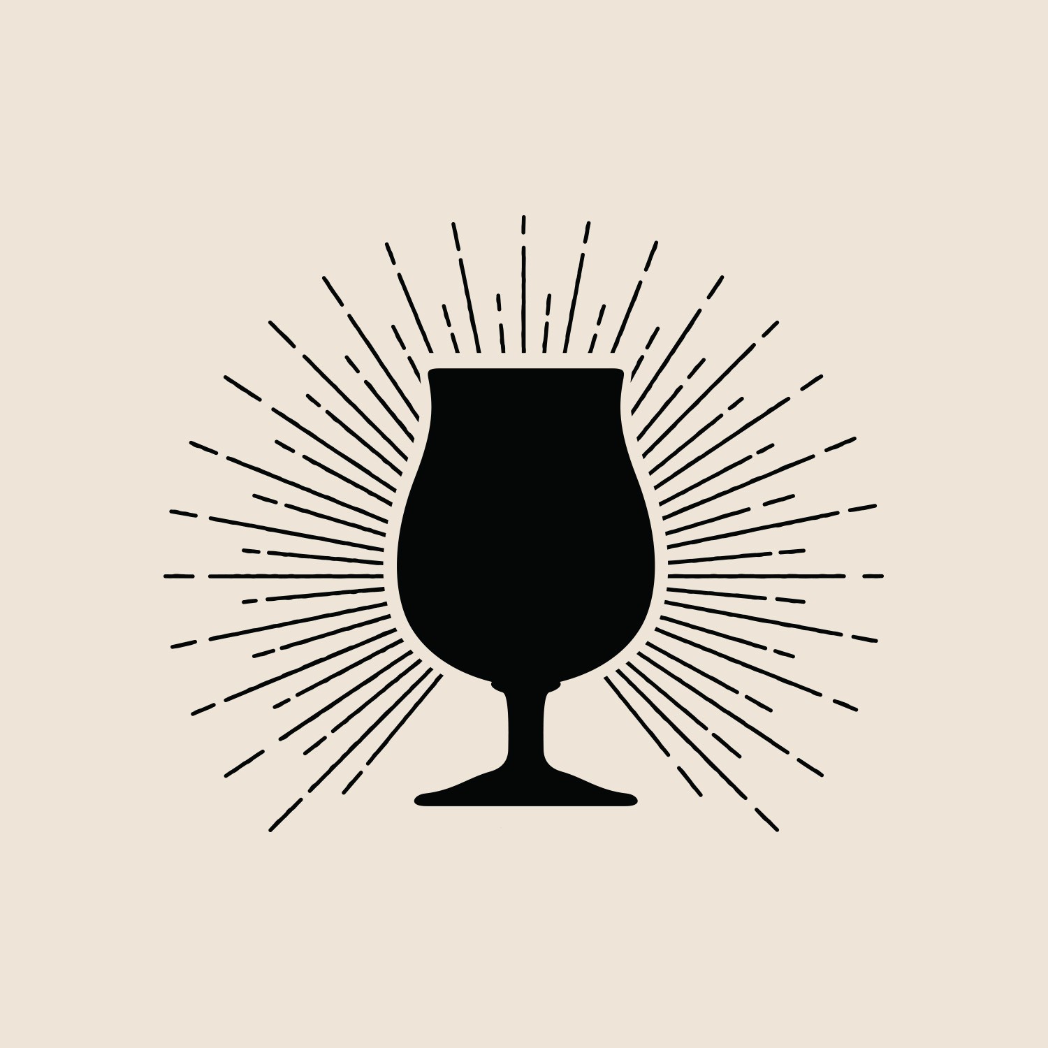 The Bruery tasting glass illustration in black and white