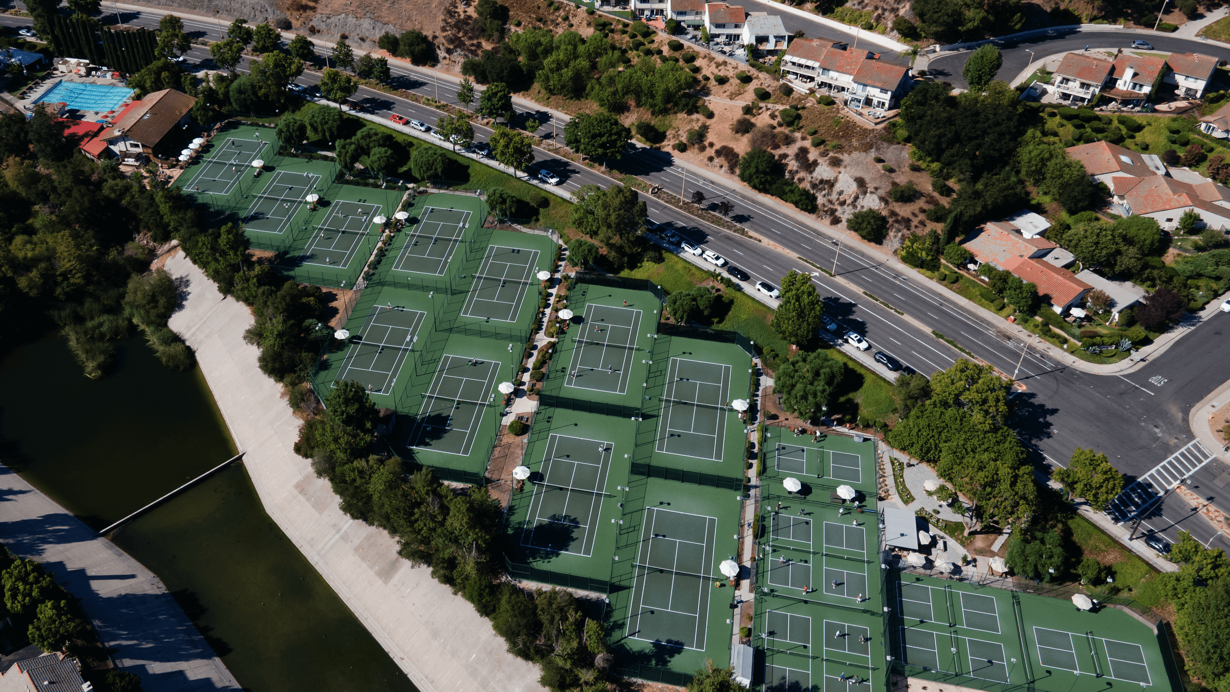 tennis courts aerial shot