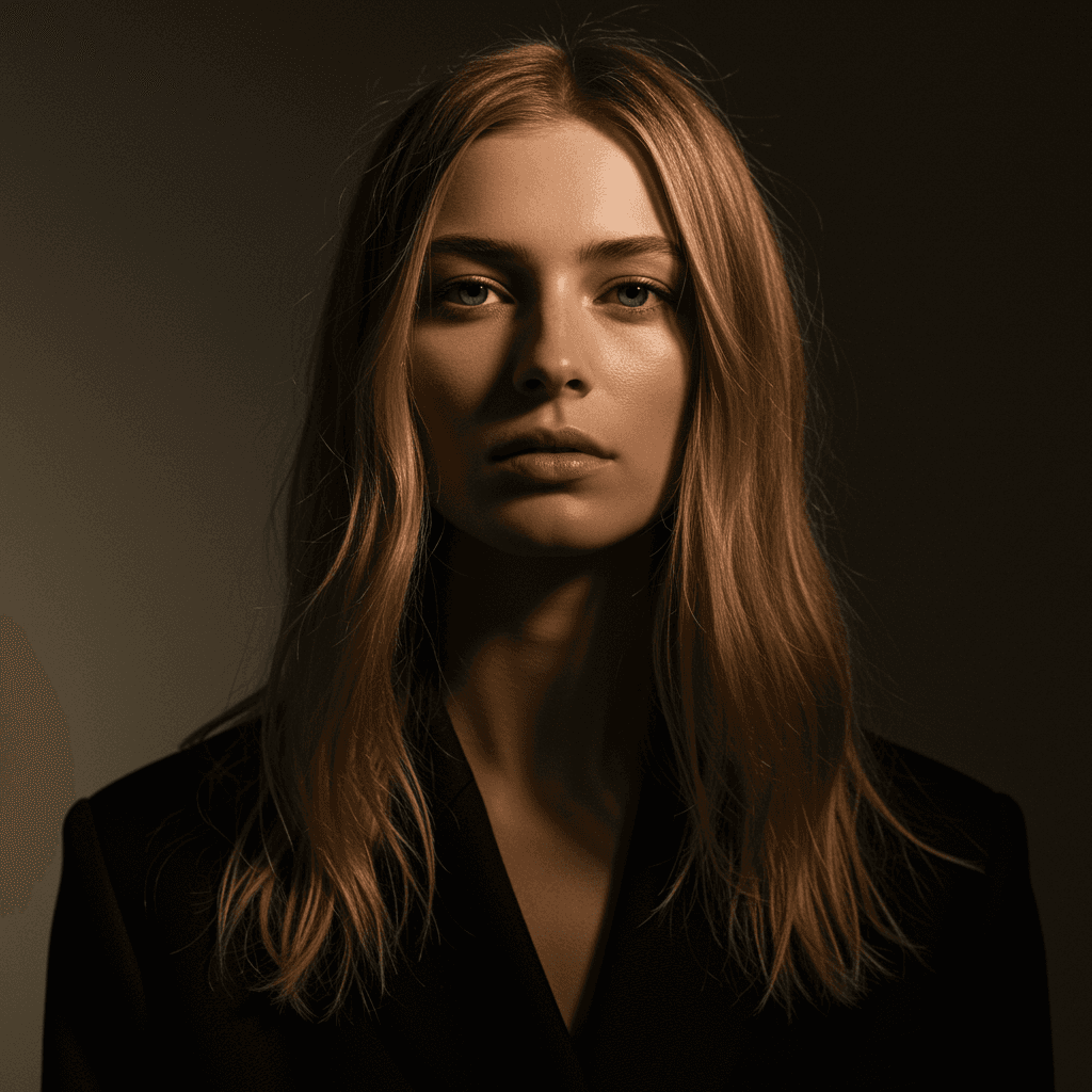 Imagen generada con IA de una mujer en una sesión fotografica