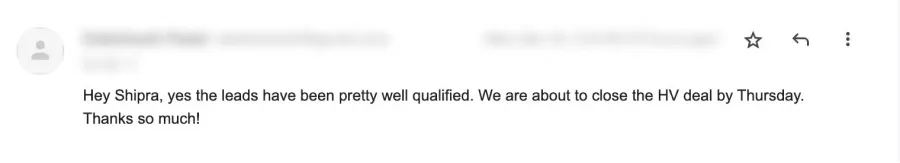 Client reply screenshot