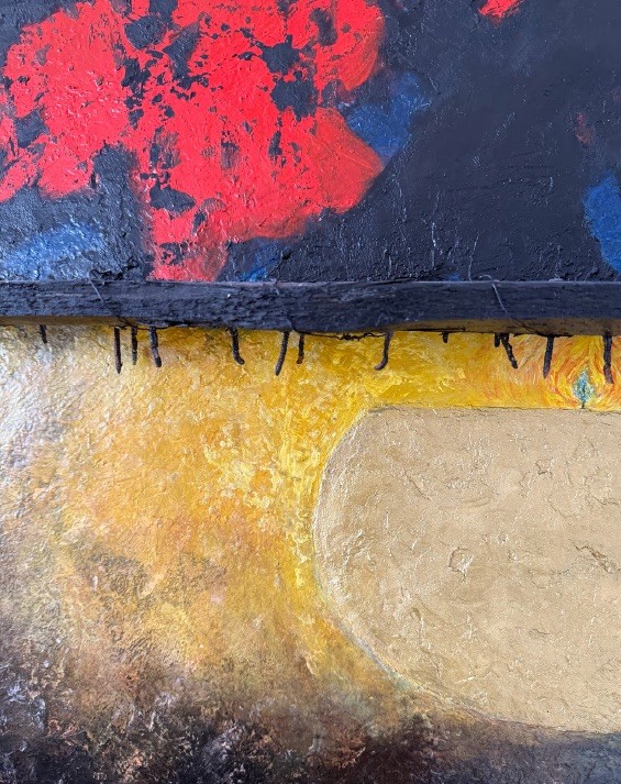 Imminent Danger, 2023. Mixed media on canvas. by Barbara Walker.