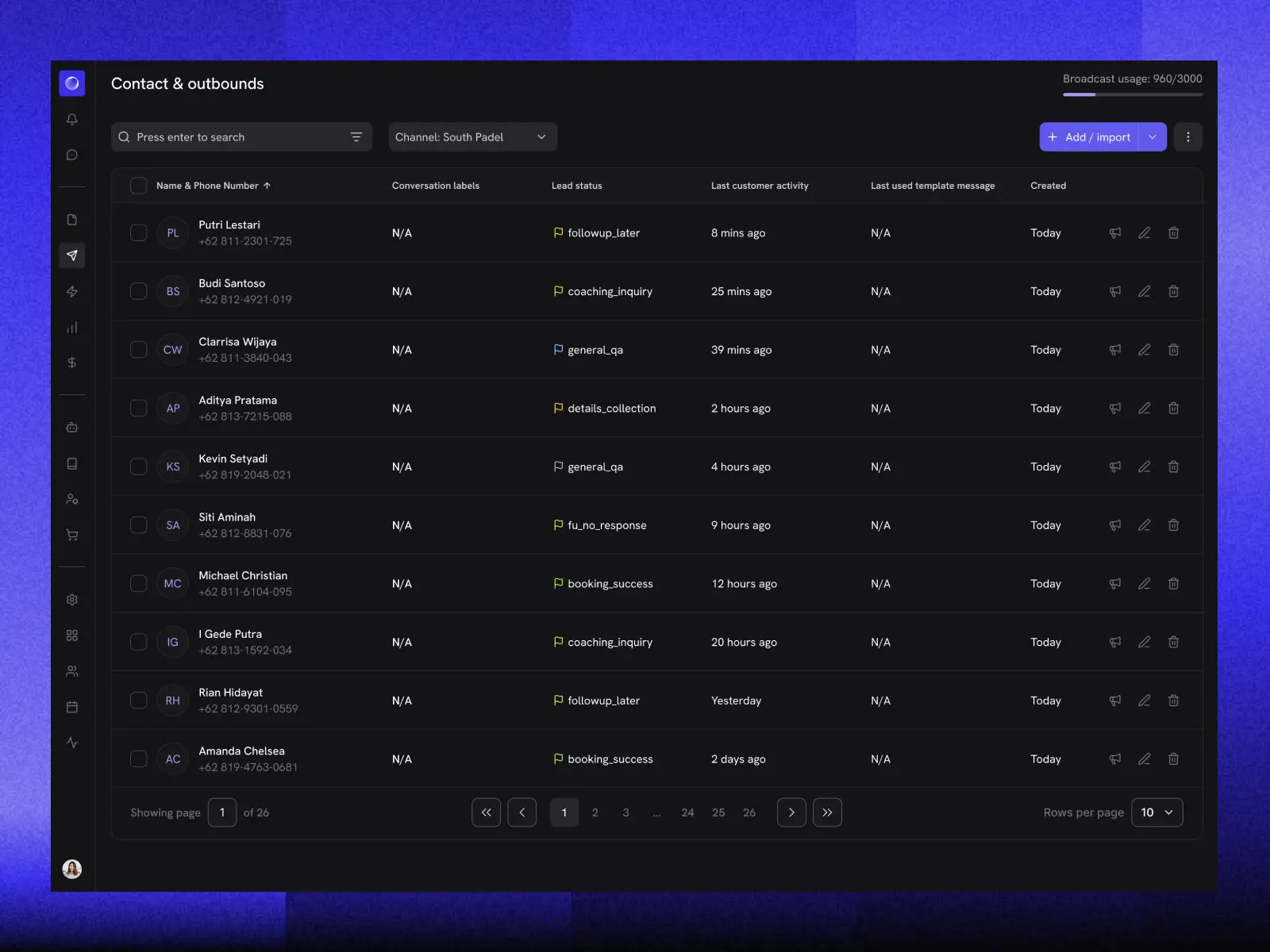 Covena v3 dashboard - Contacts