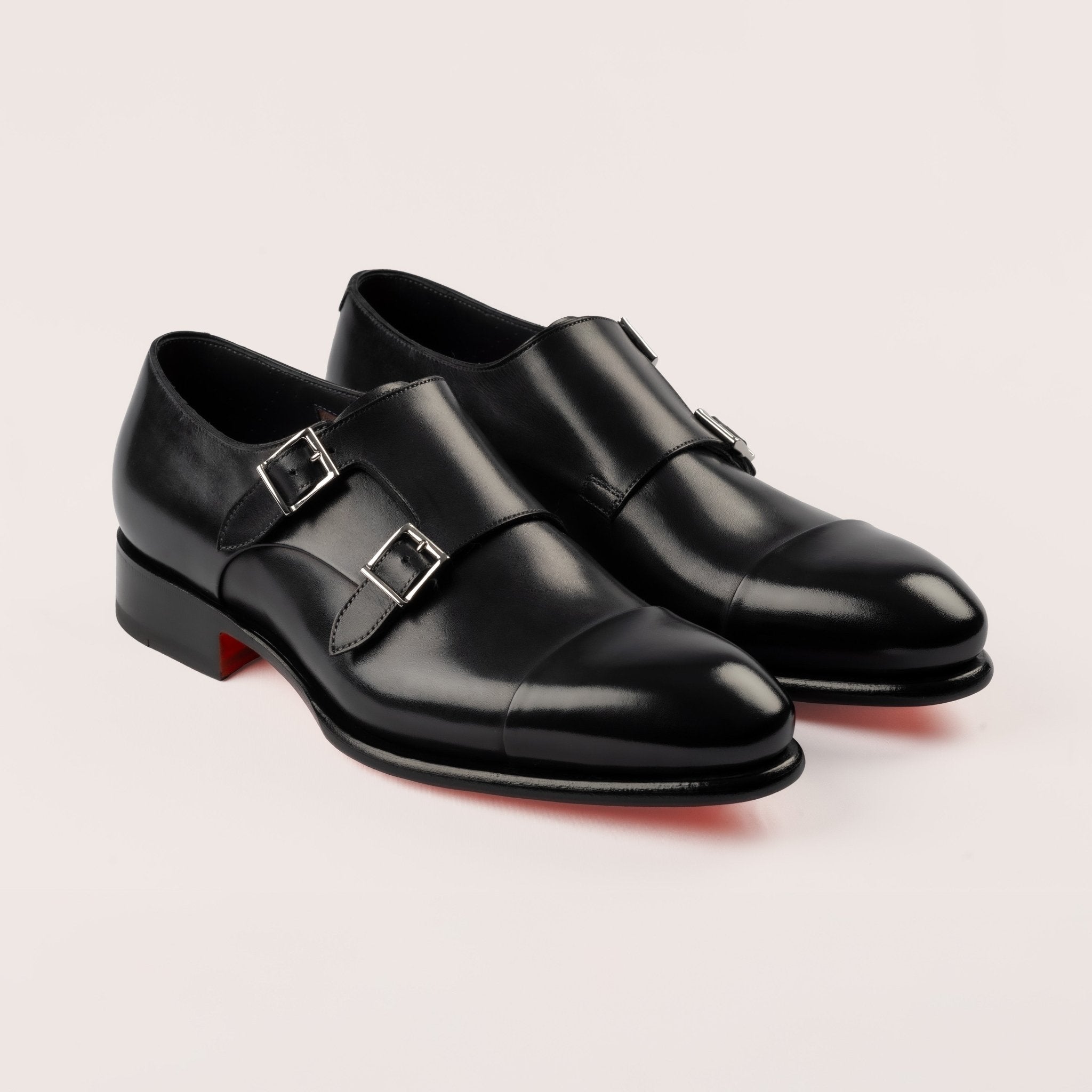 Men’s polished blue leather double - buckle shoe - Mandelli UK