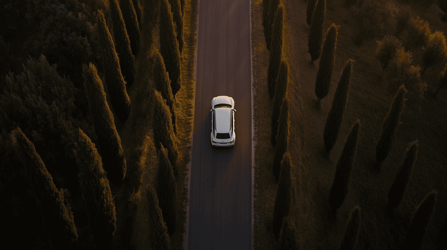 The tops of the cypresses