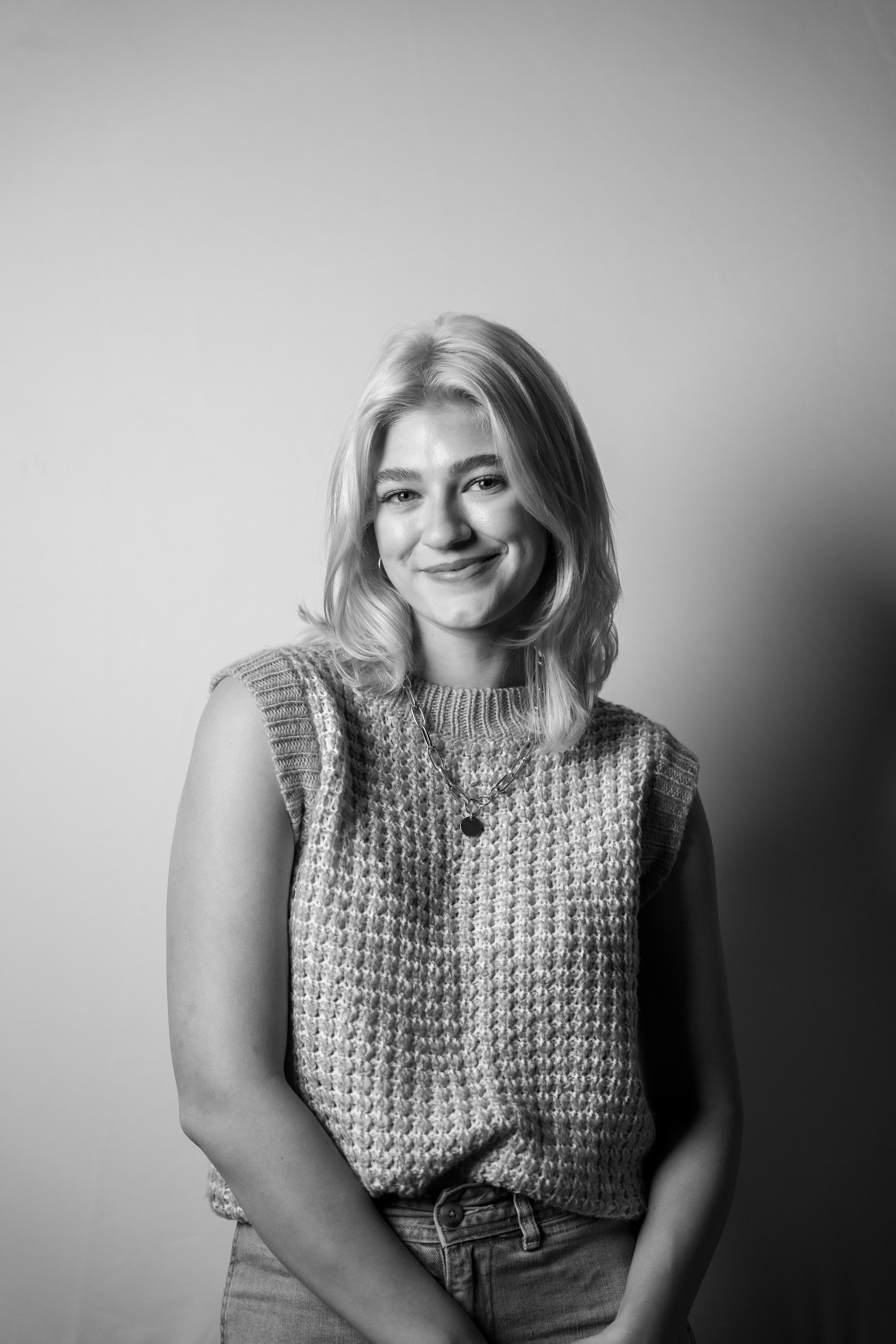 A black & white portrait of a woman