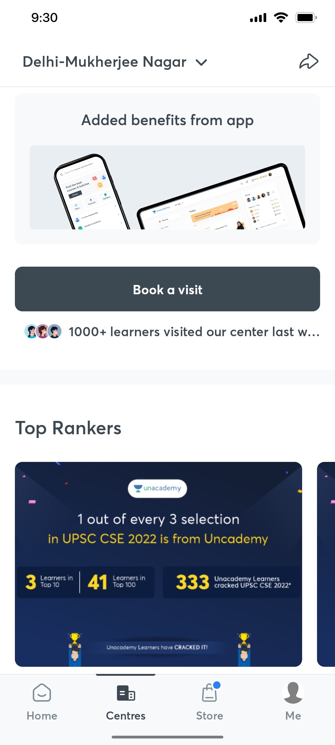 Unacademy Top Ranker screen