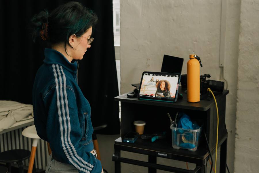 Behind-the-scenes photograph from the shoot