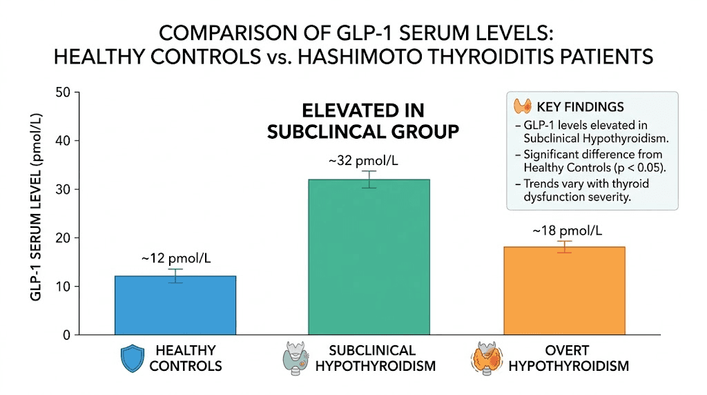 GLP-1 serum levels comparison chart between healthy controls and Hashimoto patients
