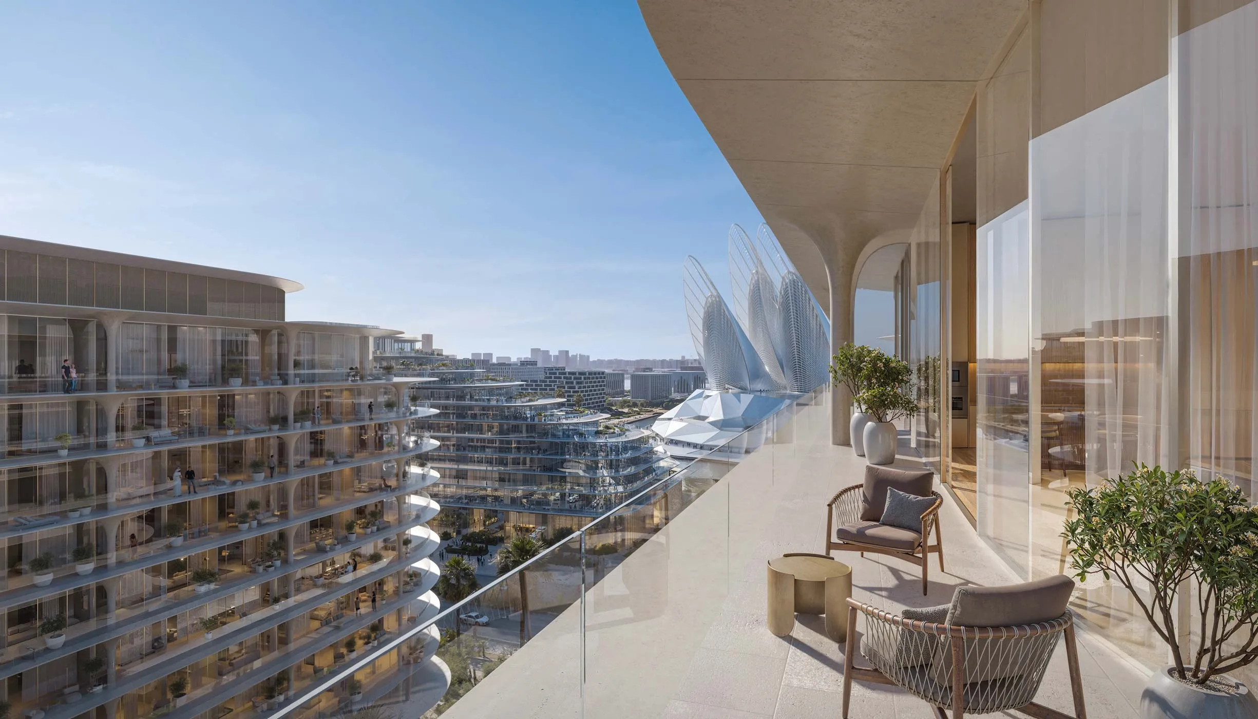 Saadiyat Beach hosts the new Dubai city project, highlighting innovative designs against a coastal backdrop.