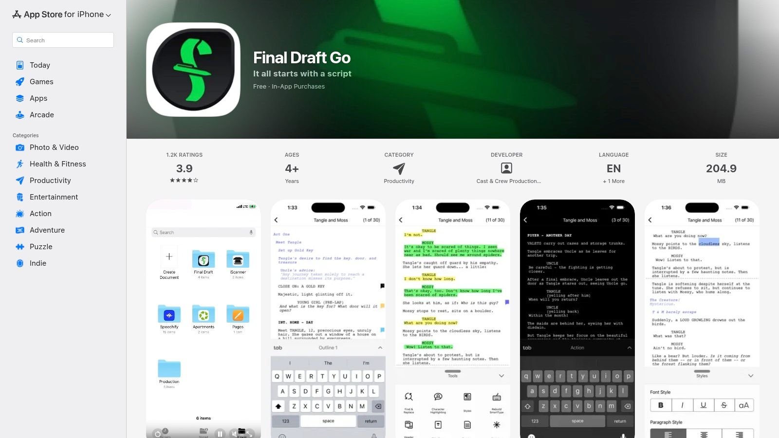 Final Draft Go (iPhone/iPad)