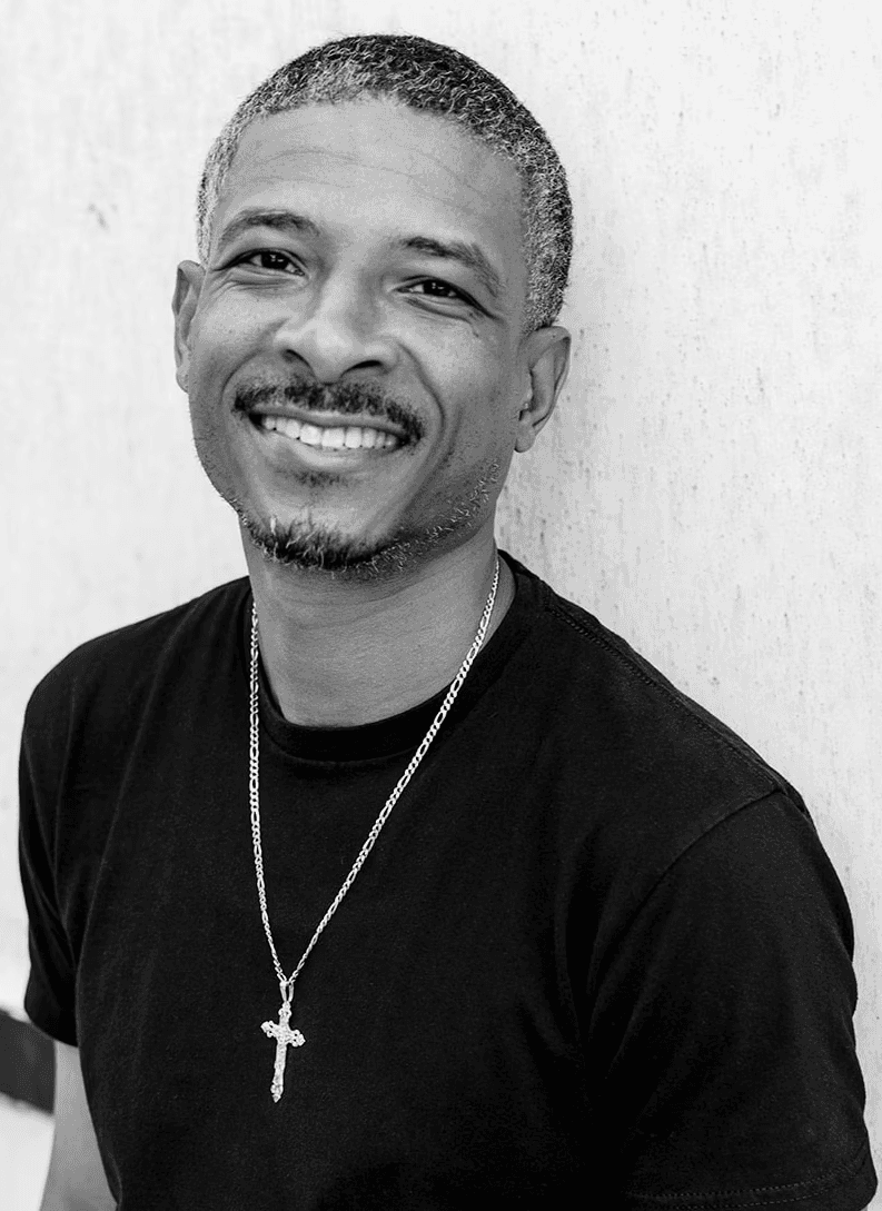 Donell Butler III portrait, black and white
