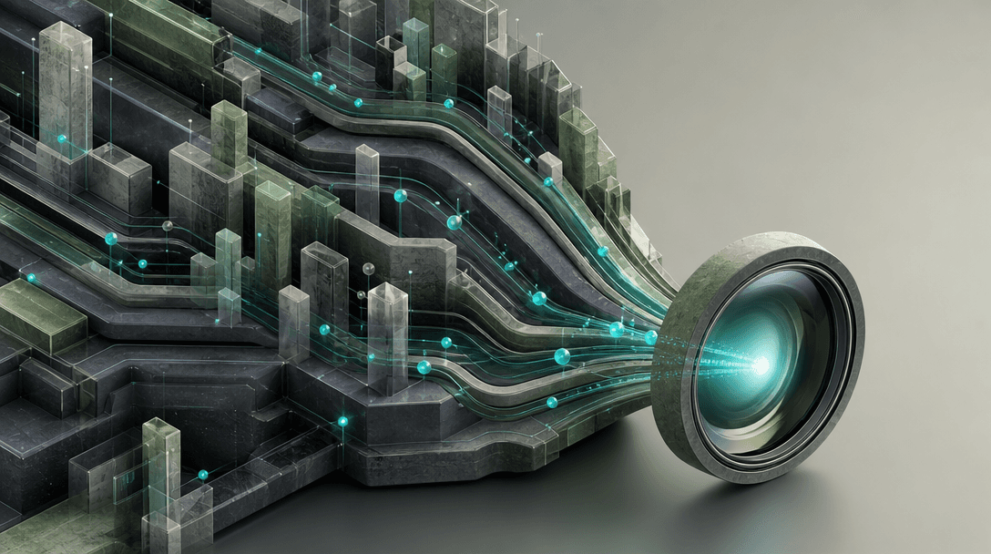 Abstract representation of data flowing through a verification engine.
