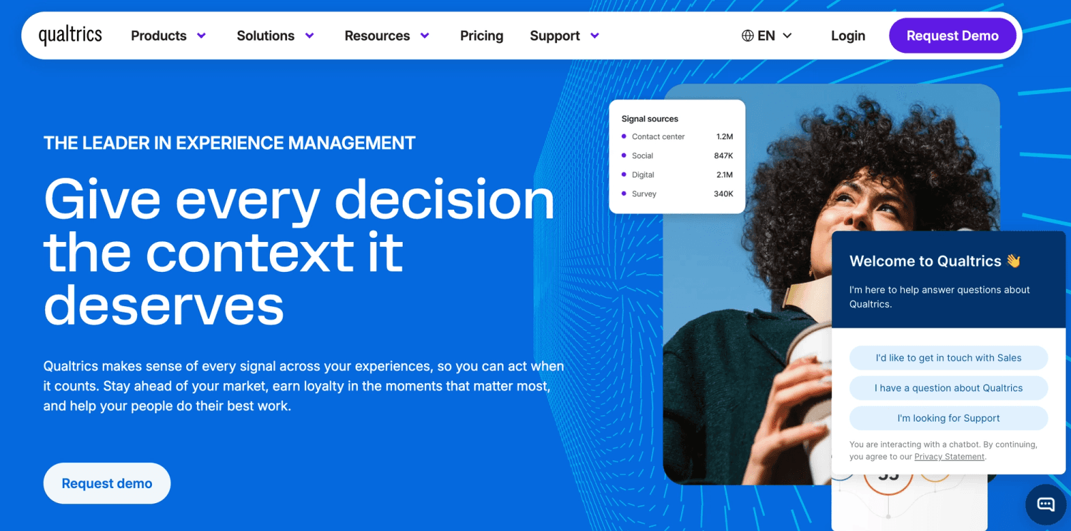 Qualtrics homepage