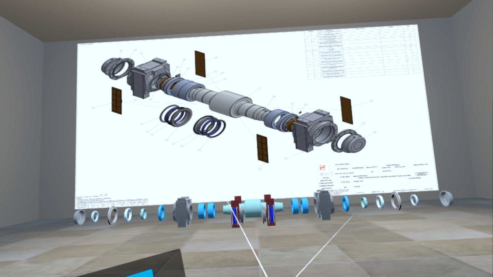 Futuristic chamber with glowing energy beam