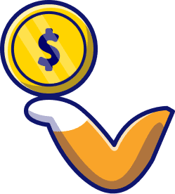 Cat hand and coin