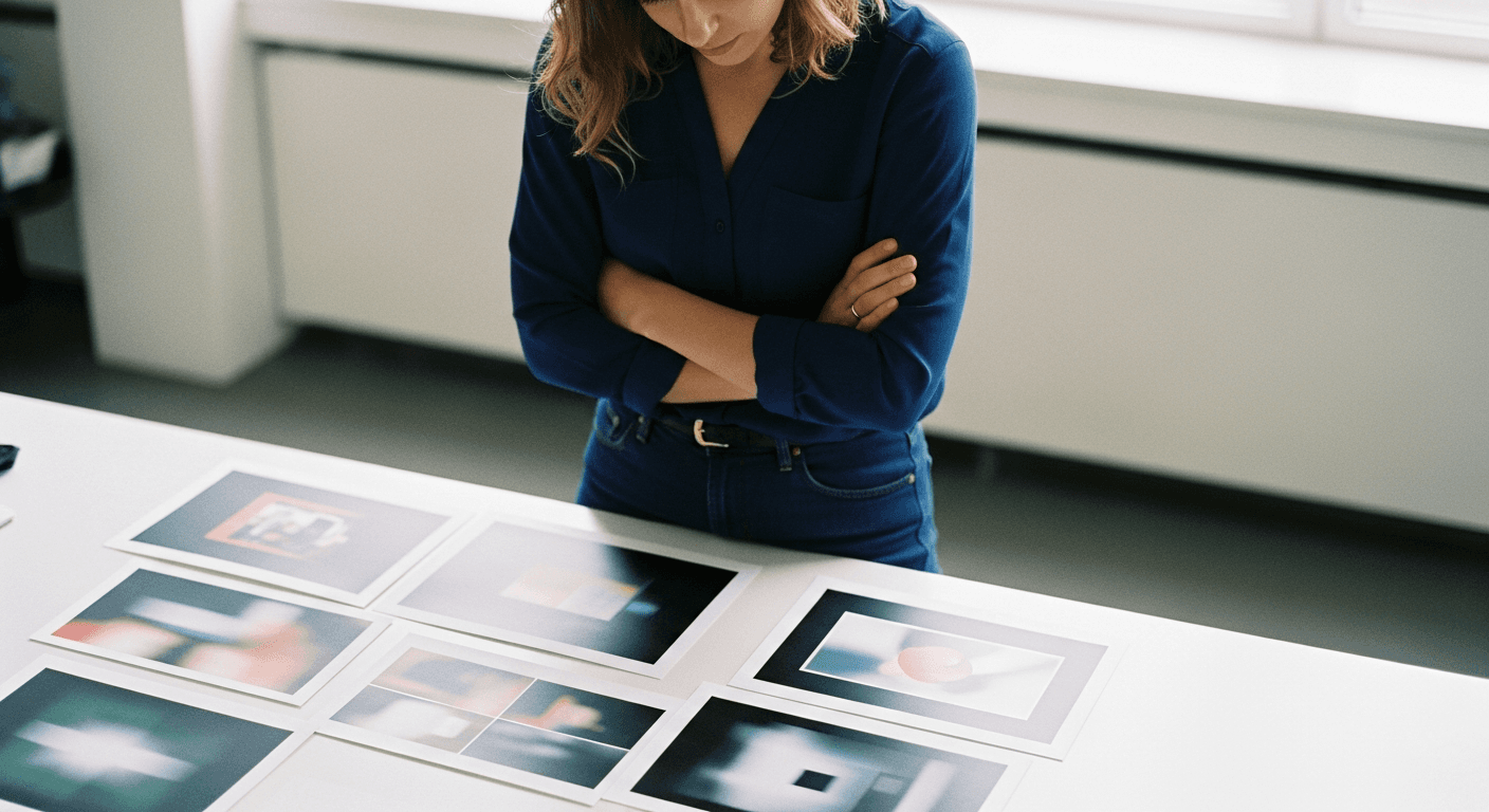 Abstract 3D geometric shapes with purple glow on black background representing ad creative testing framework