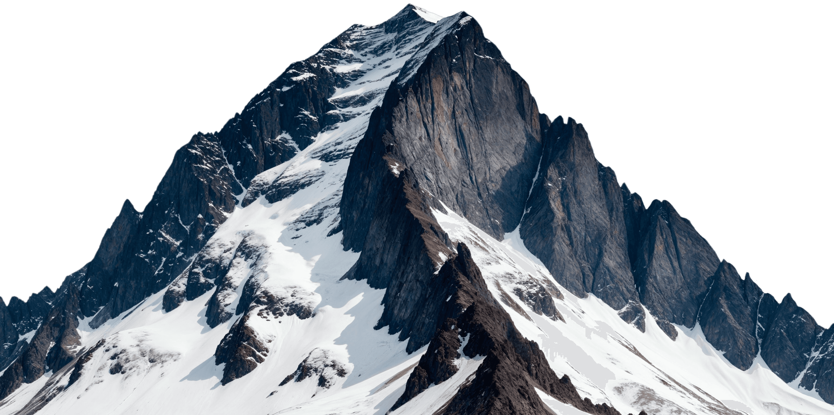 Snow-covered mountain peak against a dark background.