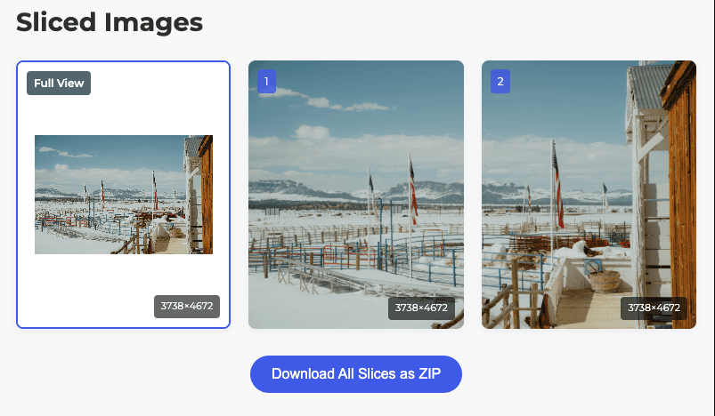 Screenshot of the Panorama Splitter website